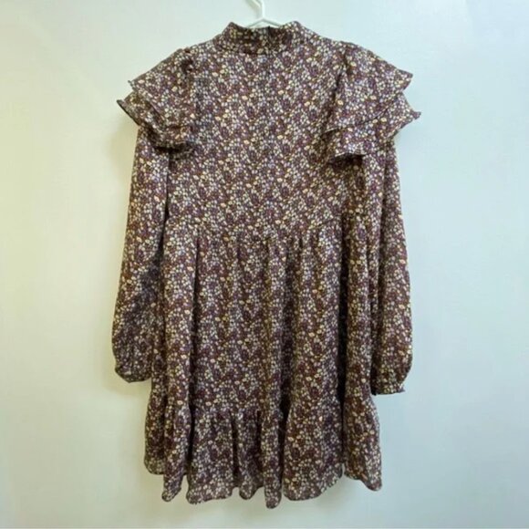 Zara Printed Ruffle Trapeze Dress M - Picture 6 of 14